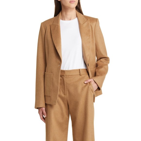 ARGENT Patch Pocket Blazer in Wool Camel - Picture 2 of 7